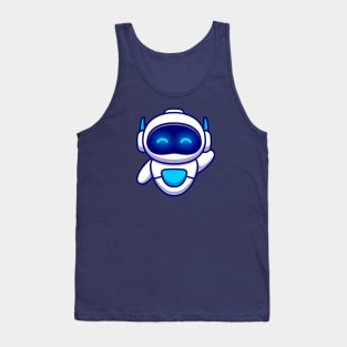 Cute Robot Waving Hand Cartoon Tank Top